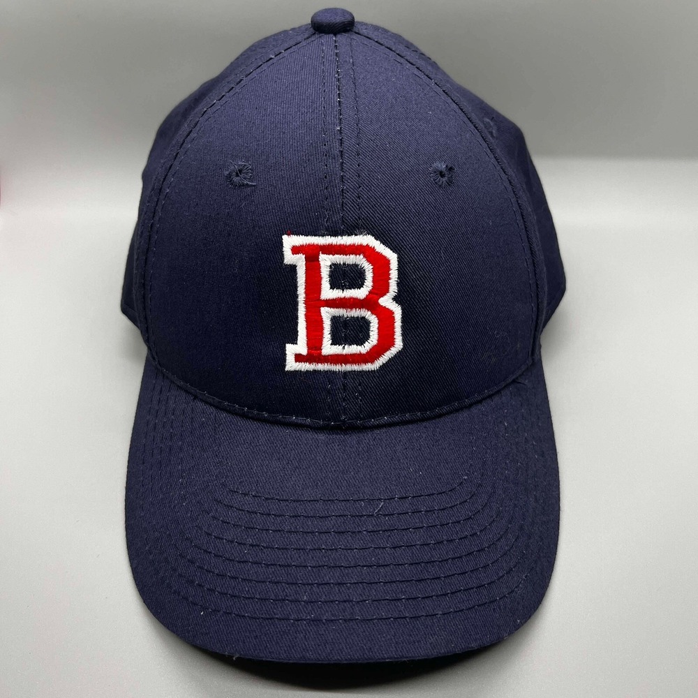 BOSTON B Embroidered 3D Adjustable Baseball Hat Blue/Red Outdoor Cap Brand EUC